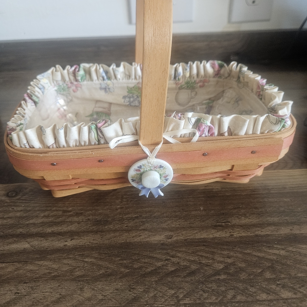 Longaberger Peach and Cream Wicker Basket